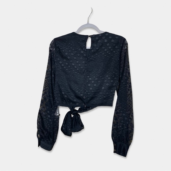 NWT HOUSE OF HARLOW 1960 X REVOLVE Lotta Top Blouse Size S Black Color Front Tie - Picture 3 of 3